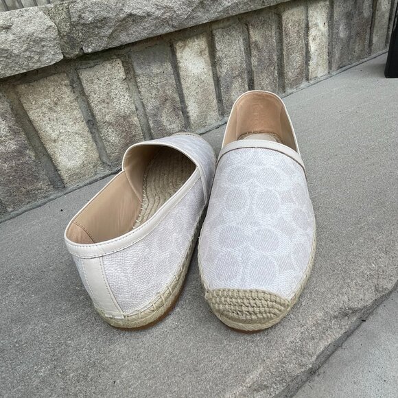 COACH COLLINS Coated Canvas Espadrille 9.5 Women's Slip On Shoe White Monogram - Picture 6 of 14
